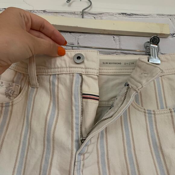 Pilcro Anthropologie Striped Denim Shorts Size 28 Slim Boyfriend Fit - Picture 5 of 9